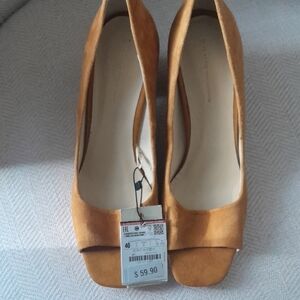Zara Tan Open-Toe Heels